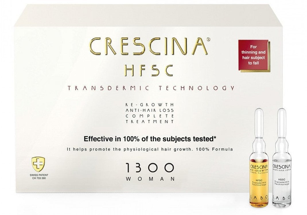 Crescina HFSC Transdermic Complete Treatment - Засіб косметичний для догляду за волоссям і відновлення росту волосся та проти випадіння для жінок Crescina HFSC Transdermic Complete Treatment