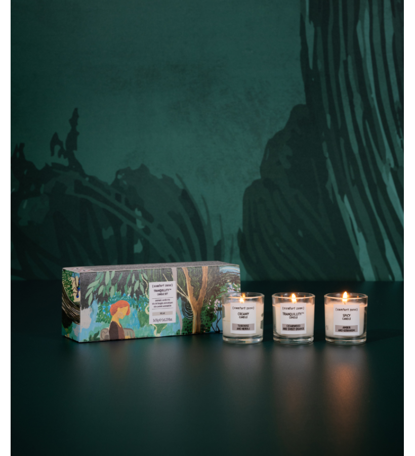 Tranquility candle set / набір свічок (кремова свічка – 35 гр, пряна свічка – 35гр, транквіліті – 35 гр) ComfortZone