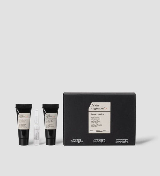 skin regimen Lx beauty routine kit (детокс клінсер 10 мл, антивіковий концентрат 2 мл, гель-крем 10 мл)
